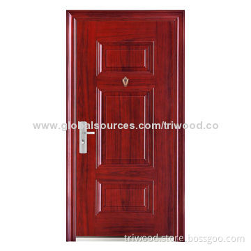 Steel Security Door with Cold-rolled Steel and Wood-like Panel, Customized Orders Accepted